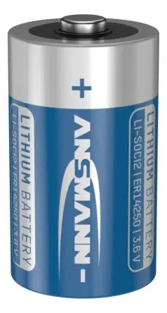 Produktfoto 1 von Ansmann 1/2 AA-Batterie, 3.6 V, ER14250 / 1200 mAh Lithium Thionylchlorid, 25.2 mm x 14.5 mm