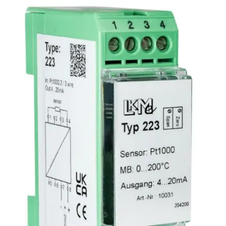 LKMelectronic Temperaturgeber 35V dc, 0 °C → 200 °C für PT1000 Ausgang 4 bis 20 mA