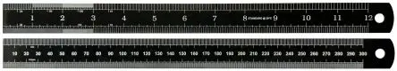 Produktfoto 1 von RS PRO Stahl Lineal Zoll, Metrisch Höhensicher 300 mm x 25mm