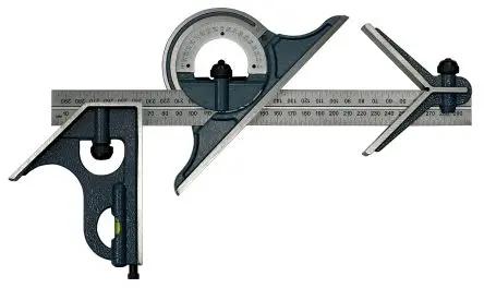 Produktfoto 1 von RS PRO Winkelschmiege, Skalen L. 300 mm 0.5 mm aus Stahl, Stahl-Kopf Anreißnadel inkludiert x 300 mm