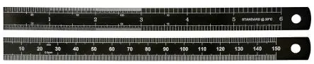Produktfoto 1 von RS PRO Stahl Lineal Zoll, Metrisch Flexibel Höhensicher 150 mm x 12.5mm