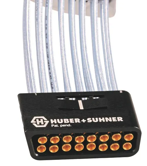 Produktfoto 1 von Huber+Suhner MXP40: Multicoax Cable Assemblies Koaxialkabel Stecker, 50 Ω Buchse, 152 mm, Gerade / Gerade