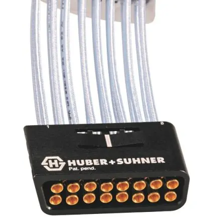 Produktfoto 1 von Huber+Suhner MXP40: Multicoax Cable Assemblies Koaxialkabel Stecker, 50 Ω Buchse, 152 mm, MXP40 / Gerade