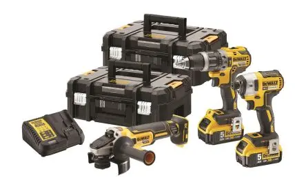 Produktfoto 1 von DeWALT Schnurlos 18V Elektrowerkzeugsatz 3-teilig Bürstenlos 5 Ah Typ C - EU