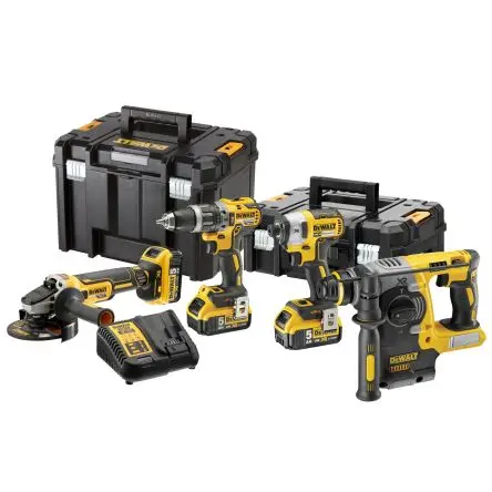 Produktfoto 1 von DeWALT Schnurlos 18V Elektrowerkzeugsatz 4-teilig Bürstenlos 5 Ah Typ C - EU