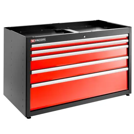 Produktfoto 1 von Facom Epoxidbeschichtetes Metall Schrank, Typ Werkzeugschrank 5 Schubladen, 840 mm x 701mm x 1.449 m
