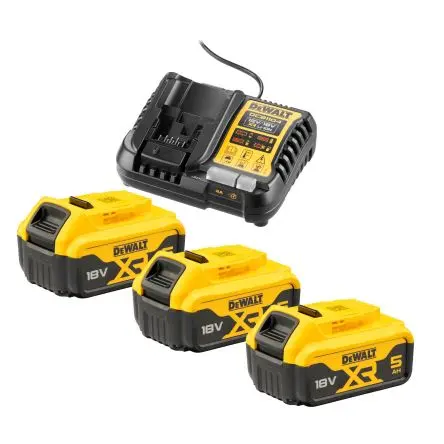 Produktfoto 1 von DeWALT Akku und Ladegerät, 18V / 5 Ah DEWALT XR