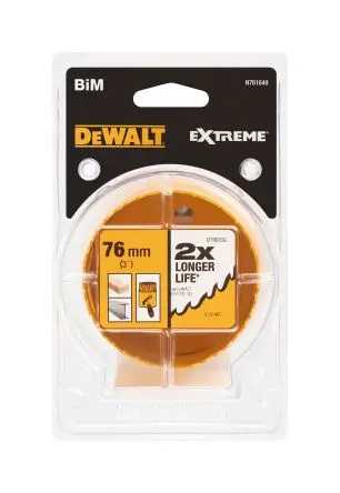 DeWALT, Ø 76 mm Bimetall Lochsäge Polyvinylchlorid, Metall 1-Stk. / Bohrtiefe 44 mm