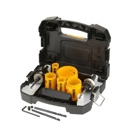Produktfoto 1 von DeWALT, Ø 22 mm, 29 mm, 35 mm, 44 mm, 51 mm, 64 mm, 68 mm Bimetall Lochsäge Zentrierbohrer inkl. Metall, Holz,