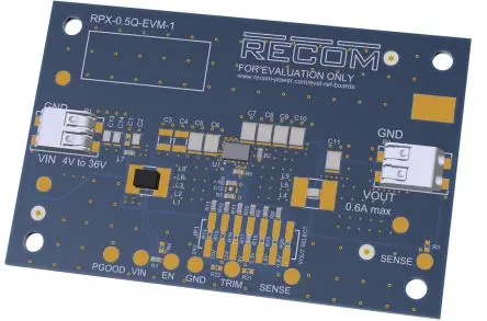 Produktfoto 1 von Recom RPX-0.5Q Evaluierungskit, Evaluierungsmodul DC/DC-Wandler, für Buck-Reglermodul RPX-0.5Q