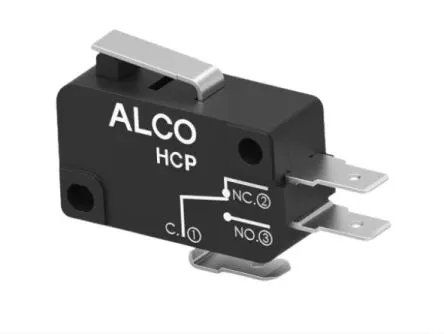 Produktfoto 1 von TE Connectivity Sprungkontakt-Mikroschalter Kurzer Hebel-Betätiger Schnellverbindung, 1-poliger Umschalter, 250 V dc,
