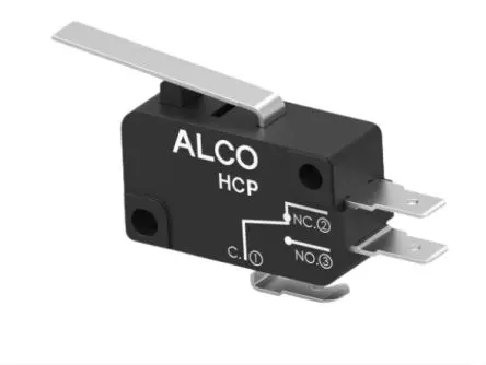 Produktfoto 1 von TE Connectivity Sprungkontakt-Mikroschalter Hebel-Betätiger Schnellverbindung, 1-poliger Umschalter, 250 V dc, 10A -40