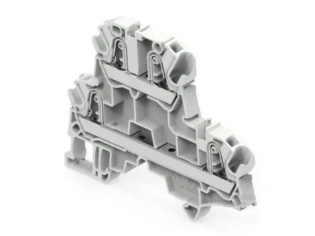 Produktfoto 1 von Entrelec ENTRELEC SNK Anschlussklemmenblock 2 Grau, 4mm², 300V ac Einsteck-Anschluss