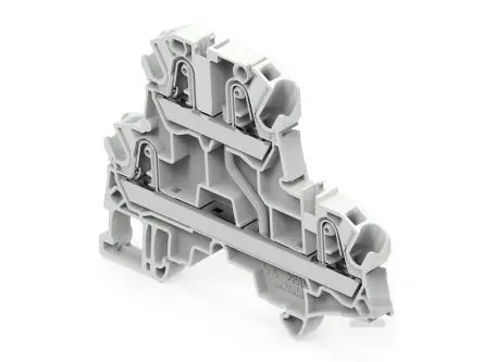 Produktfoto 1 von Entrelec 1SNK Anschlussklemmenblock 2 Grau, 4mm², 300V ac Einsteck-Anschluss