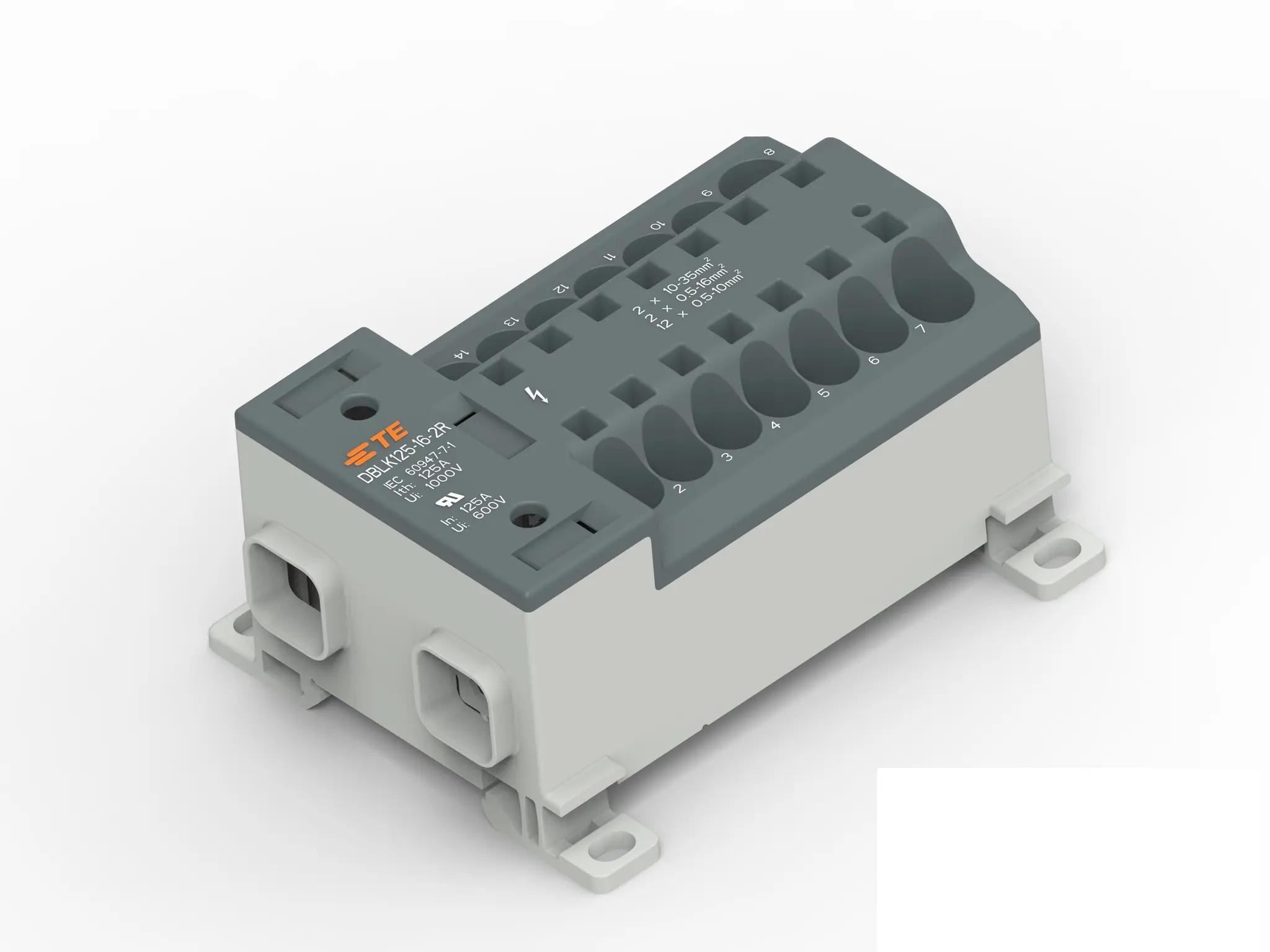 Produktfoto 1 von Entrelec Verteilerblock 14-polig / 1 kV 85A Schwarz, Grau, IP20