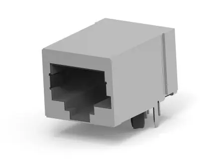Produktfoto 1 von TE Connectivity 5558310 Buchse Cat3 RJ45-Steckverbinder, 2-Port Kupfer, verzinnt Platine gewinkelt