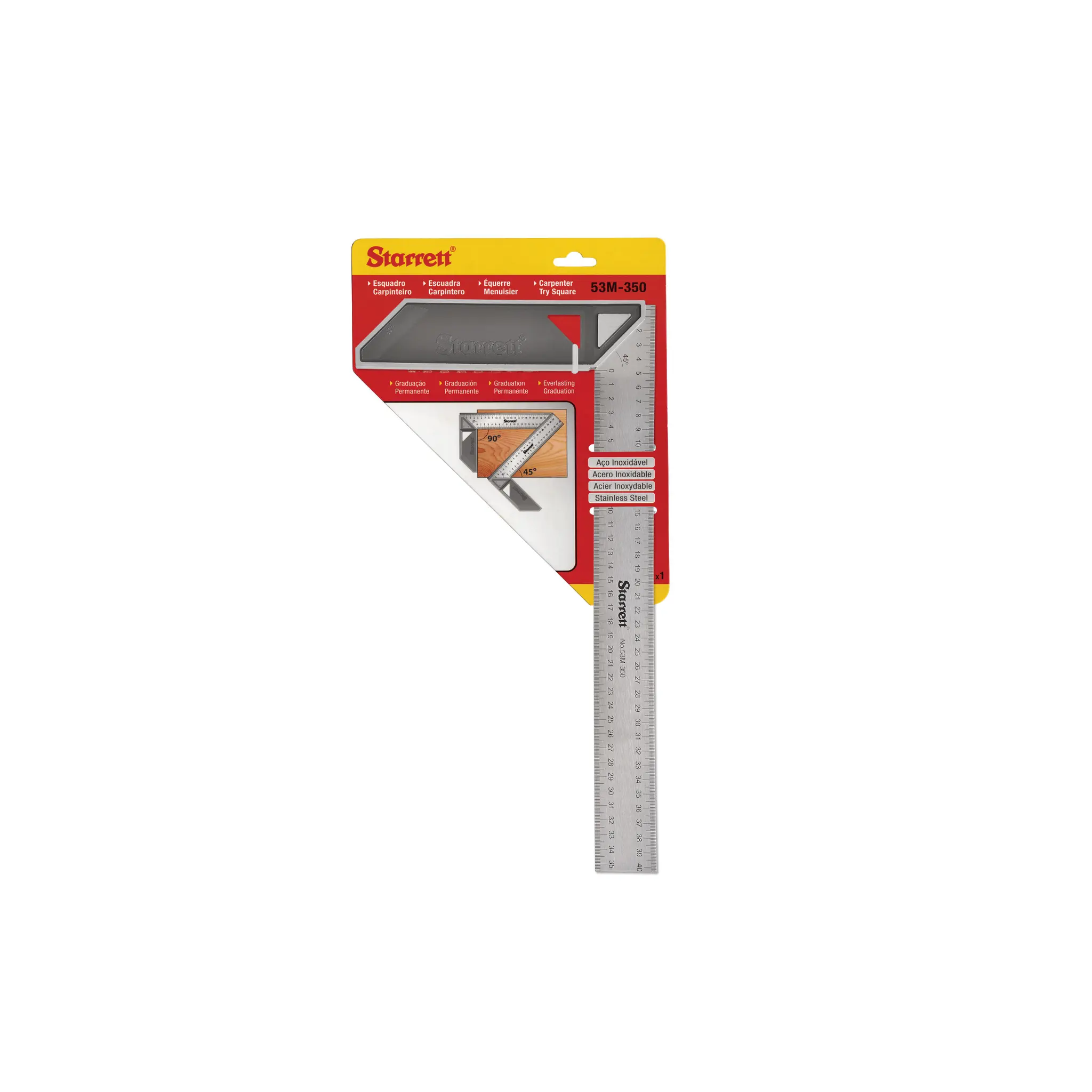 Produktfoto 1 von Starrett Anschlagwinkel Zoll, Metrisch 1.2 mm, 350 mm x 43 mm, 50mm