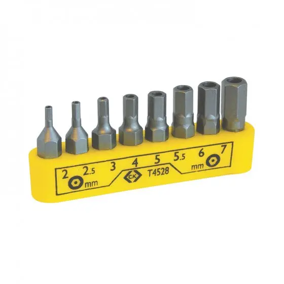 Produktfoto 1 von CK Sechskant Sechskant Sechskant-Bit-Set, manipulationssicher, Legierungsstahl 2.5 mm, Länge 25 mm, 8-teilig