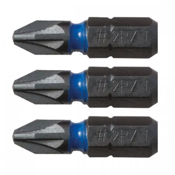 CK Phillips Pozidriv Blue Steel Schraubendreher-Bit-Set, Legierungsstahl PZ3 25 mm, 3-teilig