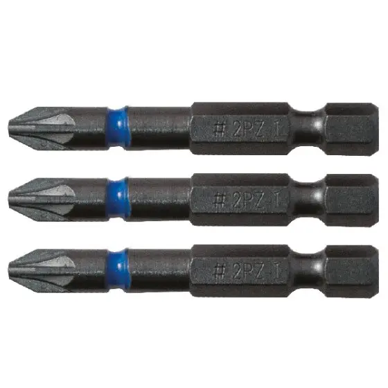 Produktfoto 1 von CK Phillips Pozidriv Blue Steel Schraubendreher-Bit-Set, Legierungsstahl PZ2 50 mm, 3-teilig