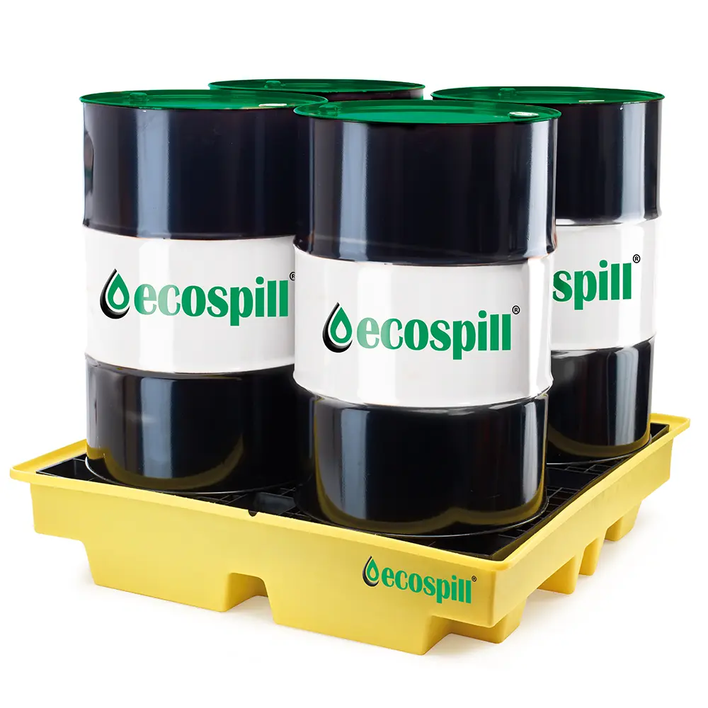 Produktfoto 1 von Ecospill Auffang-Equipment aus Polyethylen, Sorptionspalette für 4 Fässer 230L