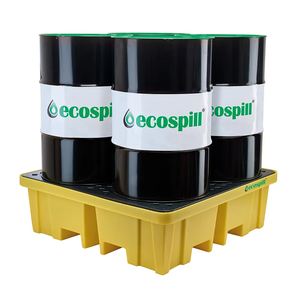 Produktfoto 1 von Ecospill Auffang-Equipment aus Polyethylen, Sorptionspalette für 4 Fässer 250L