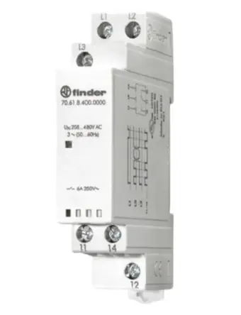 Produktfoto 1 von Finder 70 NFC-Überwachungsrelais 3-phasig, 1-poliger Umschalter DIN-Hutschiene