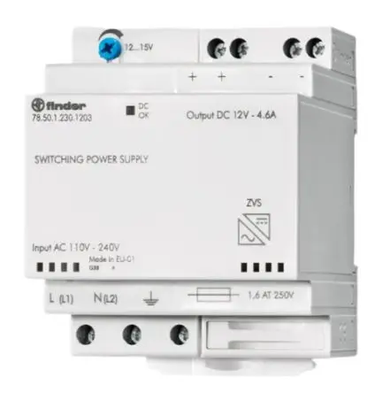 Produktfoto 1 von Finder 78 Einbau-Schaltnetzteil 1 12V dc 50 W, DIN-Hutschiene 240V ac