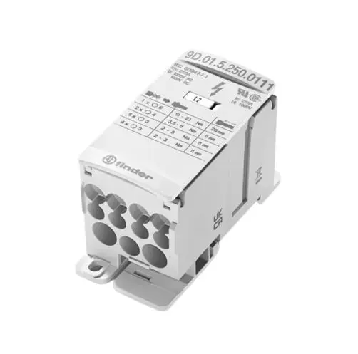 Produktfoto 1 von Finder Klemmblock ohne Sicherung 12-polig / 1000/1500 V 100kA, Kunststoff Weiß, IP10