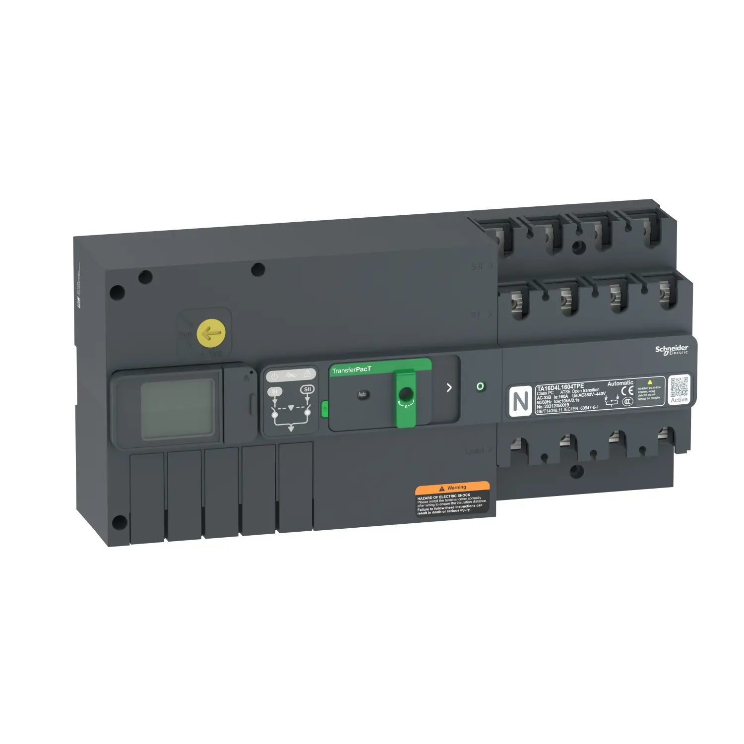 Produktfoto 1 von Schneider Electric TAA160 TransferPacT Elektronischer Schutzschalter 400 V, 160 A DIN-Hutschiene 10000 A, Typ AC L. 164