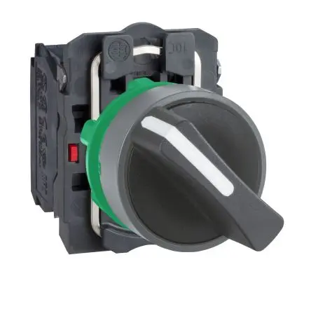 Produktfoto 1 von Schneider Electric Harmony XB5 Wahlschalter 2-Stufen Griff 22 mm IP67, 1 Schließer/1 Öffner Wurfwinkel 90 °