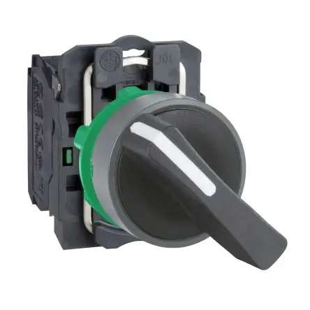 Produktfoto 1 von Schneider Electric Harmony XB5 Wahlschalter 2-Stufen Griff 22 mm IP67, 2 Schließer Wurfwinkel 90 °