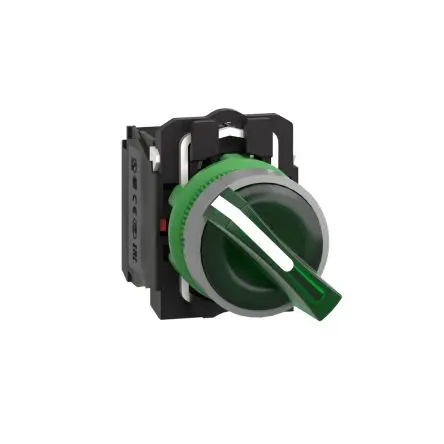 Produktfoto 1 von Schneider Electric Harmony XB5 Wahlschalter 2-Stufen Griff 22 mm Beleuchtet IP67, IP66, 1 Schließer/1 Öffner Wurfwinkel