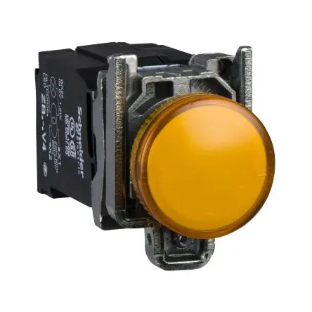 Produktfoto 1 von Schneider Electric Anzeigelampe XB4 120V ac Orange, Ausschnitt-Ø 22 mm Glühlampe Bündige Montage Rund IP66, IP67, IP69K