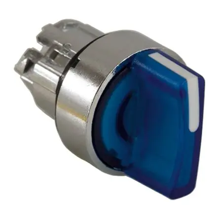 Produktfoto 1 von Schneider Electric Harmony Wählschalterkopf Beleuchtet 3-Positionen 22 mm Blau Federrückstellung von links nach Mitte