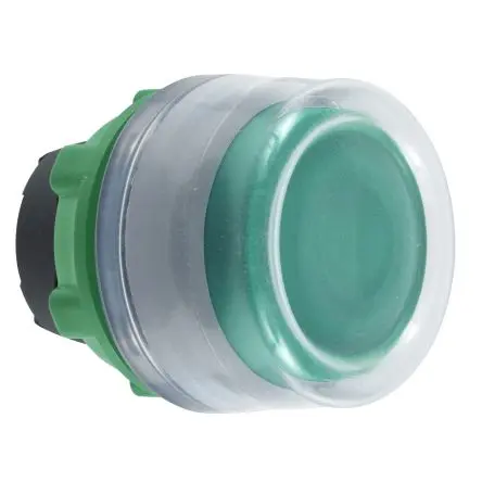 Produktfoto 1 von Schneider Electric Harmony Drucktastenkopf Ø 22 mm, Grün Federrückstellung Bündig, beleuchtet Rund Kunststoff, IP66