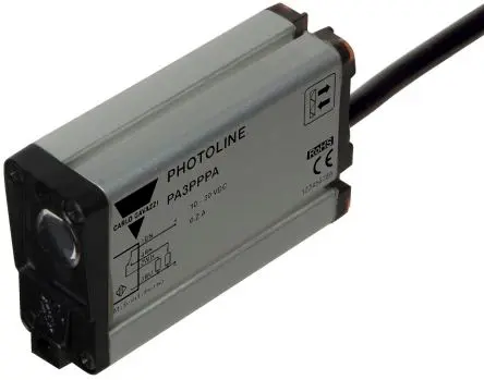 Produktfoto 1 von Carlo Gavazzi Kubisch Optischer Sensor, Polarisiert retroreflektierend, Bereich 3000 mm, PNP Ausgang, Anschlusskabel,