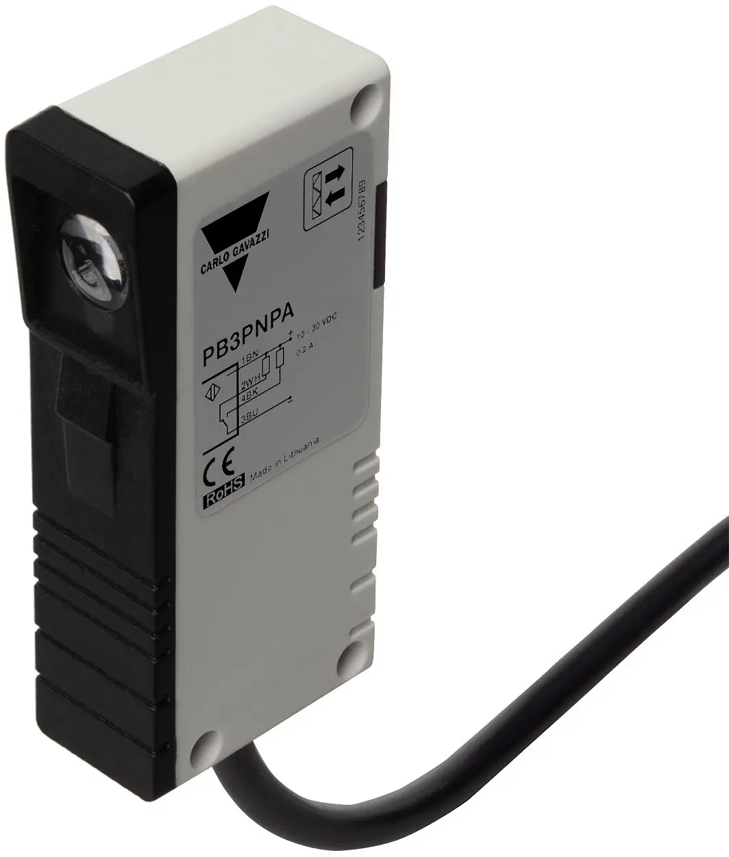 Produktfoto 1 von Carlo Gavazzi Kubisch Optischer Sensor, Polarisiert retroreflektierend, Bereich 3000 mm, PNP Ausgang, Anschlusskabel,
