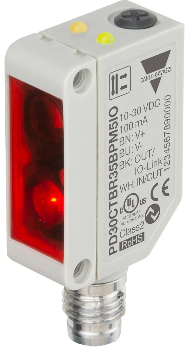 Produktfoto 1 von Carlo Gavazzi Rechteckig Optischer Sensor, Diffus Reflektierend, Bereich 0 → 350 mm, PNP/NPN Ausgang, Stecker