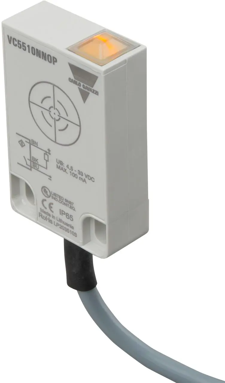Produktfoto 1 von Carlo Gavazzi VC5510 Näherungssensor Kapazitiv, Flach 10 mm PNP 5 → 30 V DC / 100 mA NC, IP65