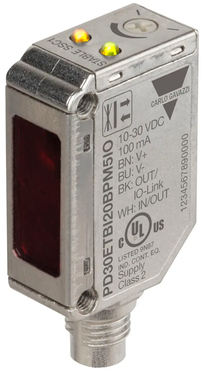Produktfoto 1 von Carlo Gavazzi Rechteckig Optischer Sensor, Diffus Reflektierend, Bereich 0 → 200 mm, PNP/NPN Ausgang, Stecker