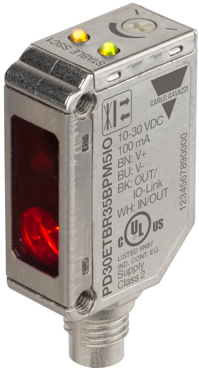 Produktfoto 1 von Carlo Gavazzi Rechteckig Optischer Sensor, Diffus Reflektierend, Bereich 0 → 350 mm, PNP/NPN Ausgang, Stecker