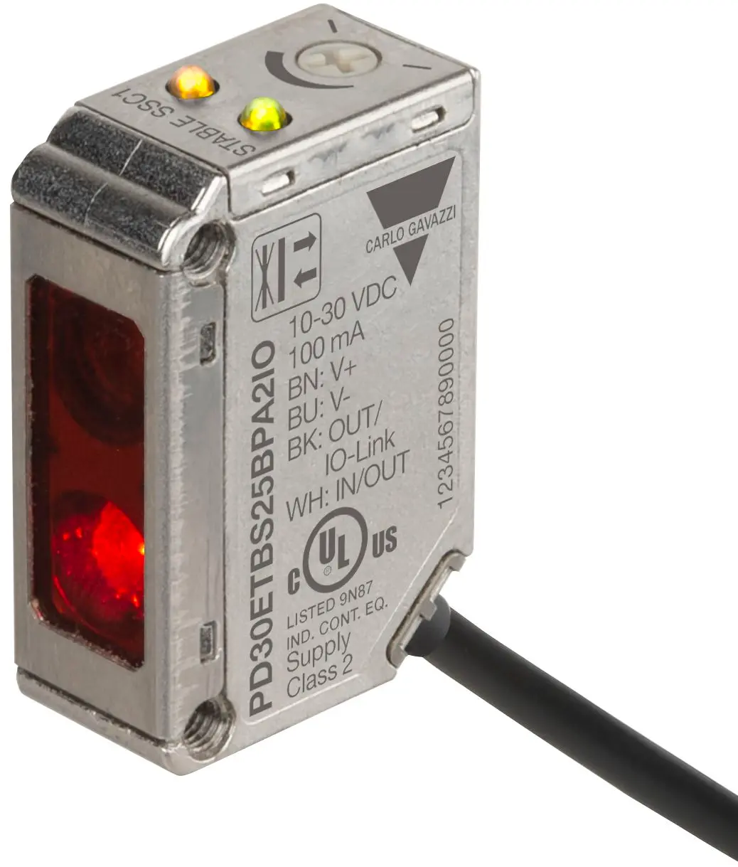 Produktfoto 1 von Carlo Gavazzi Rechteckig Optischer Sensor, Diffus Reflektierend, Bereich 0 → 250 mm, PNP/NPN Ausgang,