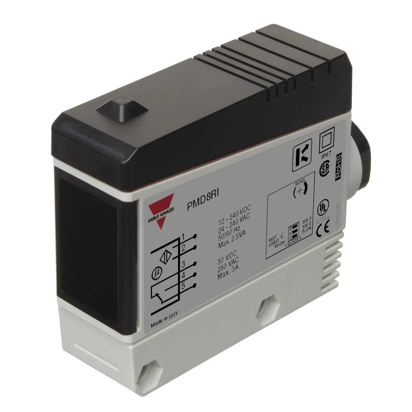 Produktfoto 1 von Carlo Gavazzi Rechteckig Optischer Sensor, Diffus Reflektierend, Bereich 200 → 800 mm, SPDT Ausgang,