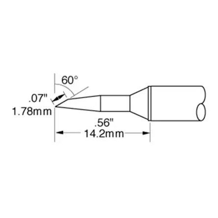 Produktfoto 1 von Metcal / STTC-847 Lötspitze 1.78 mm Schmiege 70 ° STTC für Metcal-Lötsysteme der Serien MX-500, MX-5200 und MX-5200