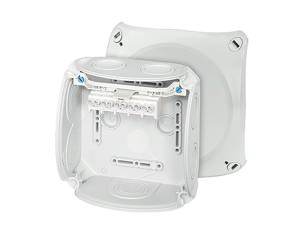 Produktfoto 1 von HENSEL DK Polypropylen Anschlussbox Grau IP66 5 Breite 130 mm Höhe 130 mm Länge 77 mm