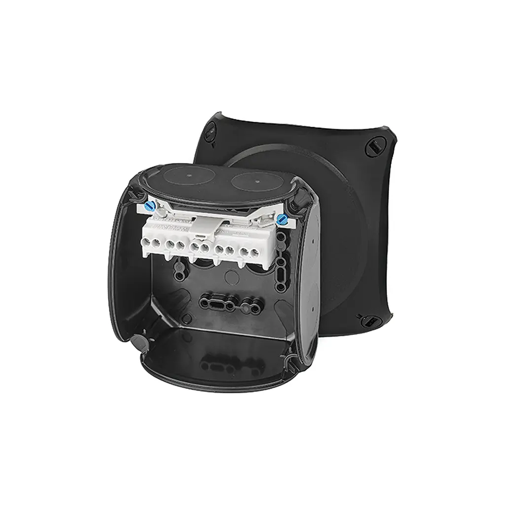 Produktfoto 1 von HENSEL KX Polycarbonat Anschlussbox Schwarz IP66 5 II 3G Ex ec IIC T6 Gc II 3D Ex tc IIIC T85 Dc Breite 104 mm Höhe 104