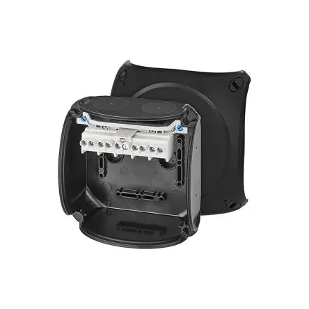 Produktfoto 1 von HENSEL KX 0606 C Polycarbonat Anschlussbox Schwarz IP66 5 ATEX Breite 130mm Höhe 130 mm Länge 77 mm