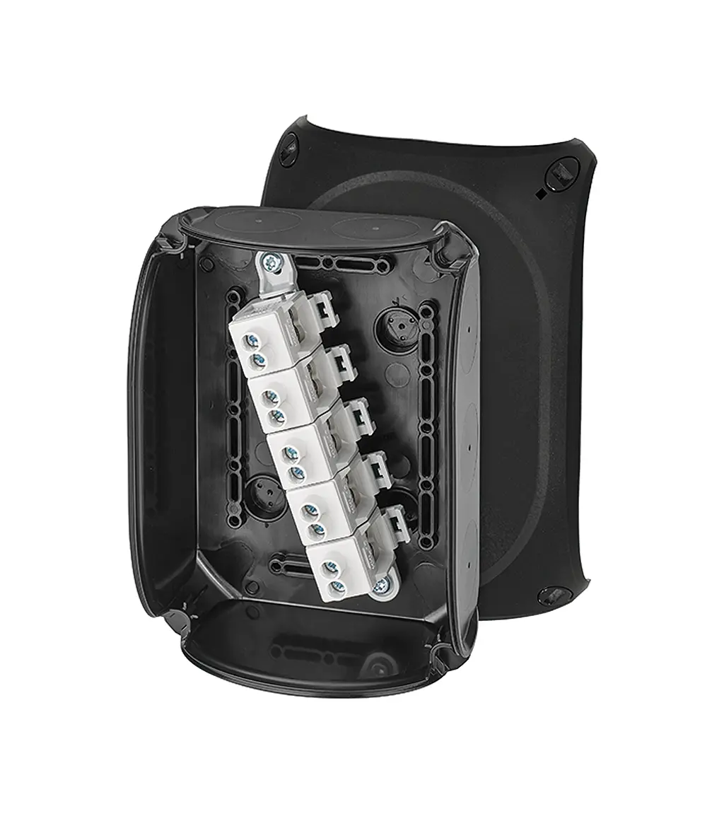 Produktfoto 1 von HENSEL KX Polycarbonat Anschlussbox Schwarz IP66 5 Zone Breite 180 mm Höhe 130 mm Länge 77 mm