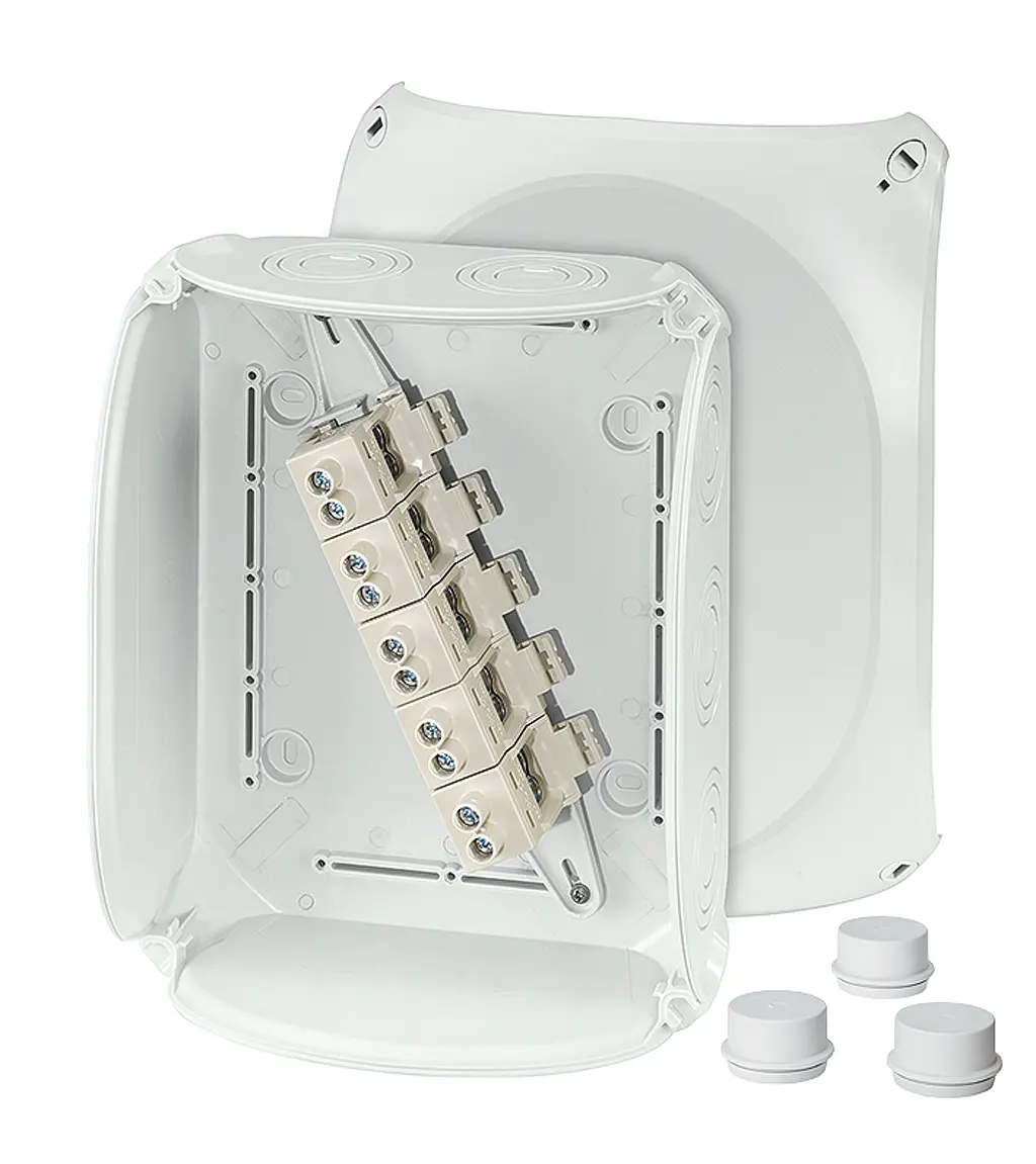 Produktfoto 1 von HENSEL DK Polycarbonat Anschlussbox Grau IP55 5 Breite 255 mm Höhe 205 mm Länge 112 mm